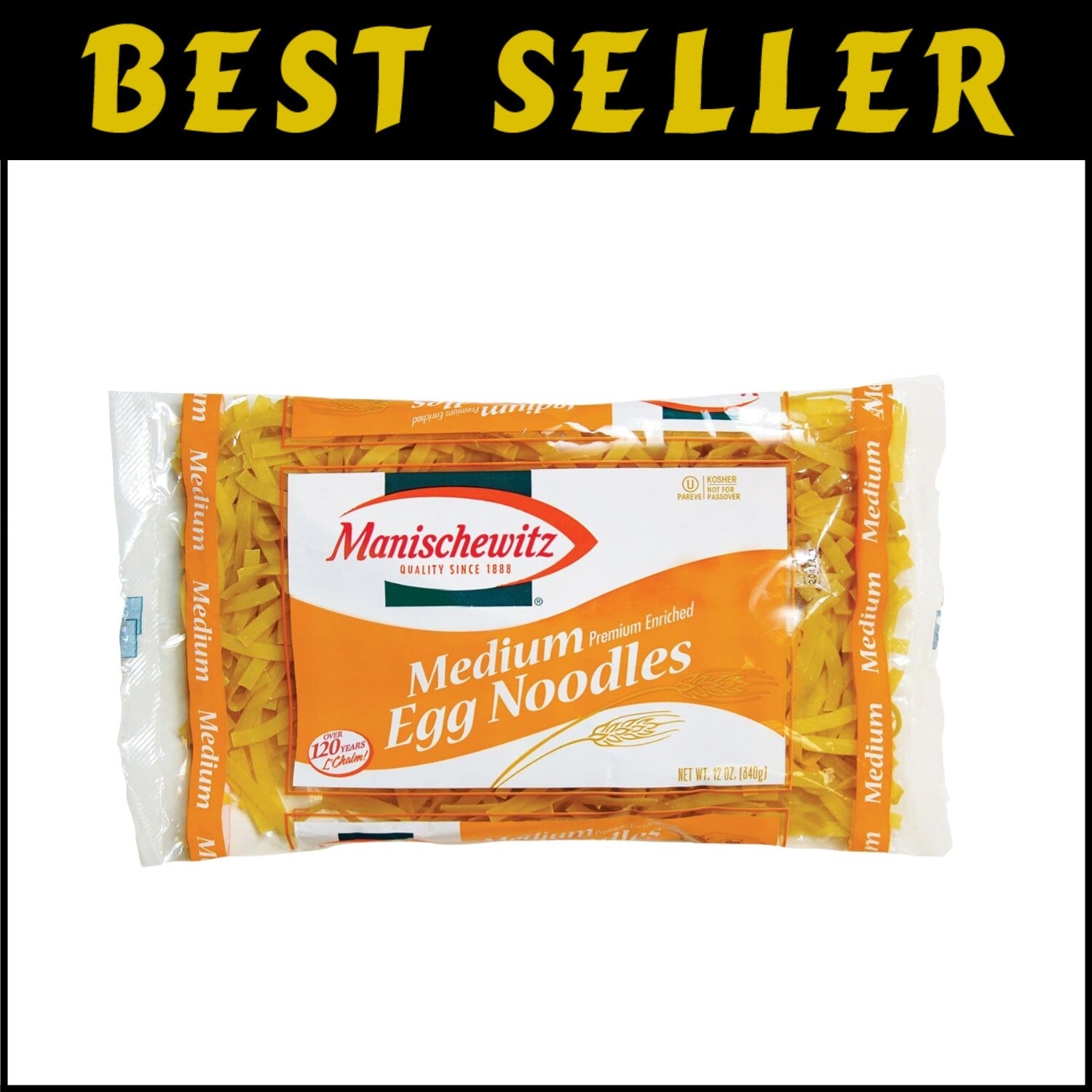 Bulk Pack of 12 Medium Egg Noodles - 12 Ounces Each, Kosher Certified