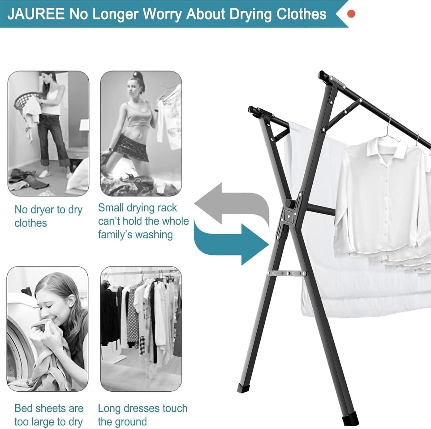 95 Inches Heavy-Duty Stainless Steel Clothes Drying Rack - Foldable & Portable