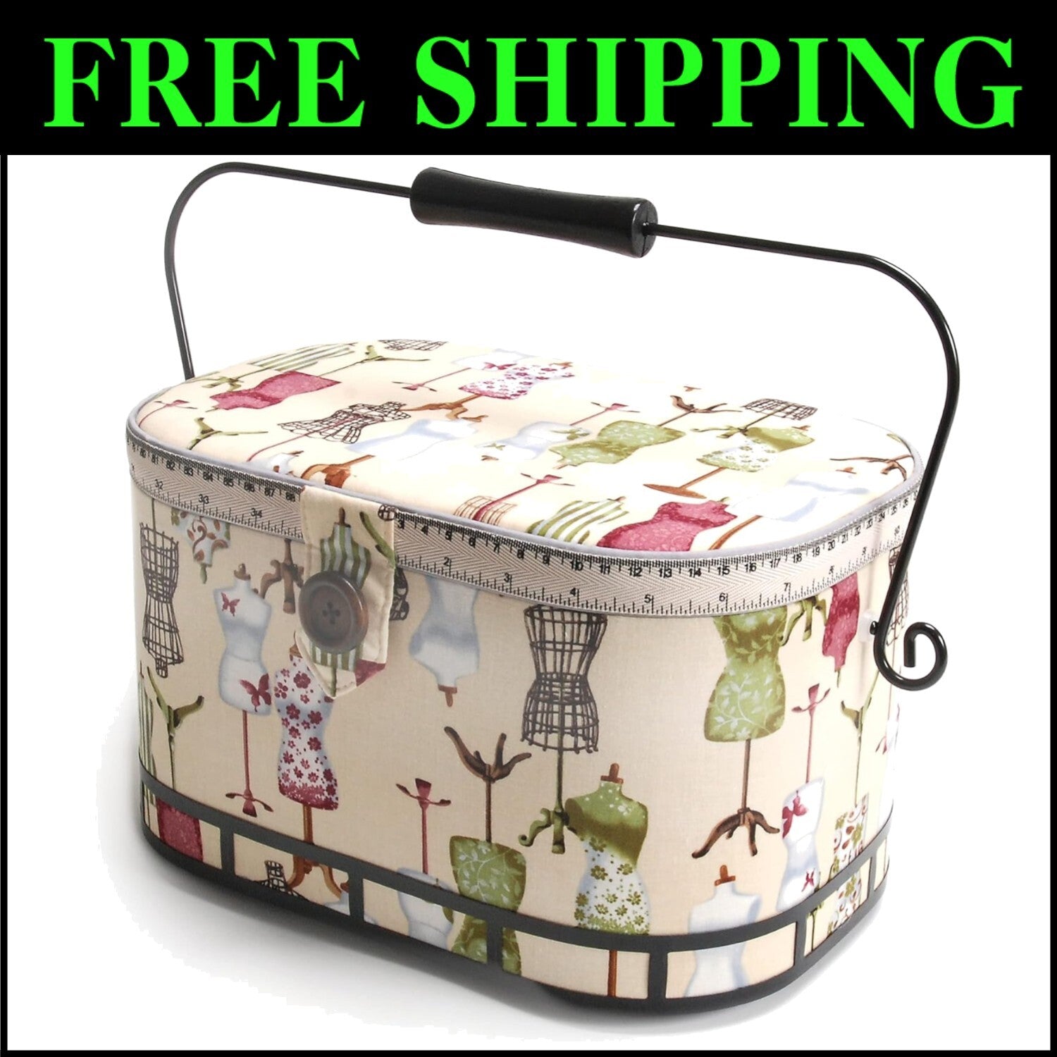 Elegant Oval St. Jane Sewing Basket with Magnetic Closure - Multi-Color Design