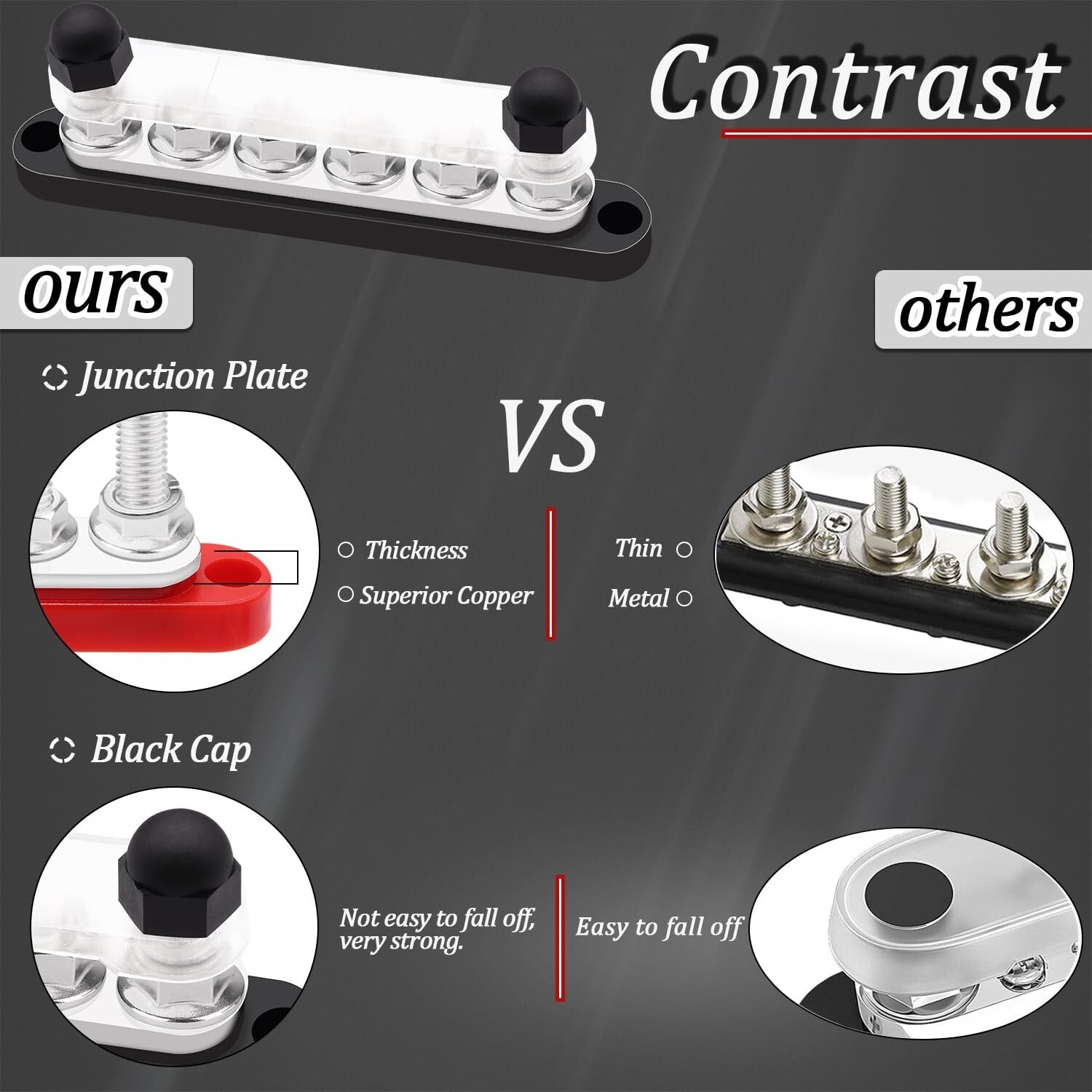 Corrosion-Resistant 350A Power Distribution Block with Battery Lugs Included