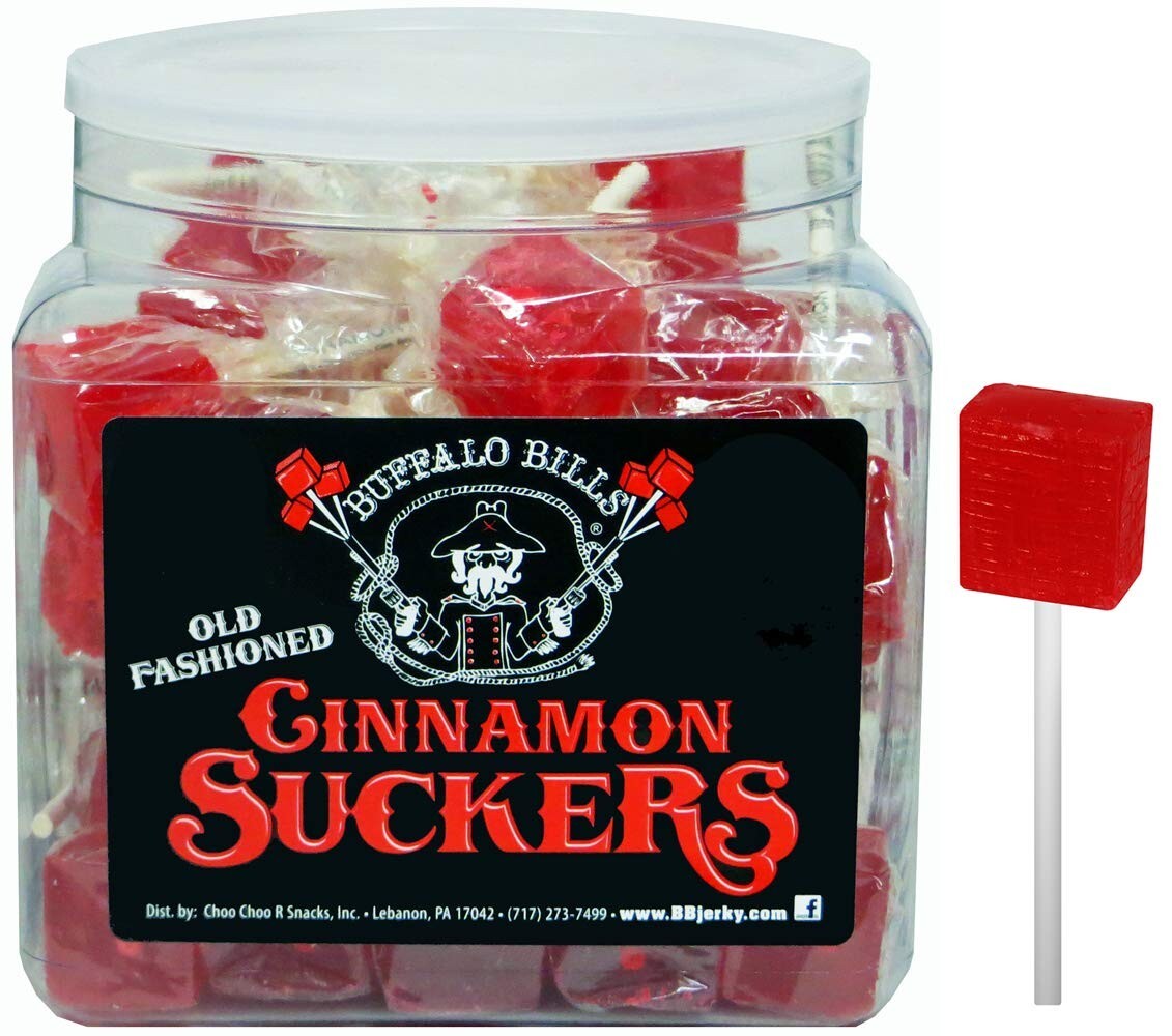42 Candy Classics - Cube-Shaped Old Fashioned Cinnamon Lollipops Gift Tub