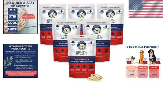 Natural Stomach Support Dog Food | Freeze-Dried Turkey, Sweet Potato, 6 Pack