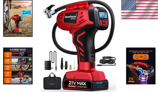 Field-Ready Tire Air Pump - Digital Pressure Gauge, 160 PSI & Dual Power Supply