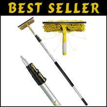 Load image into Gallery viewer, High Reach Extendable Pole 5-12 Ft with Window Squeegee &amp; Chenille Scrubber