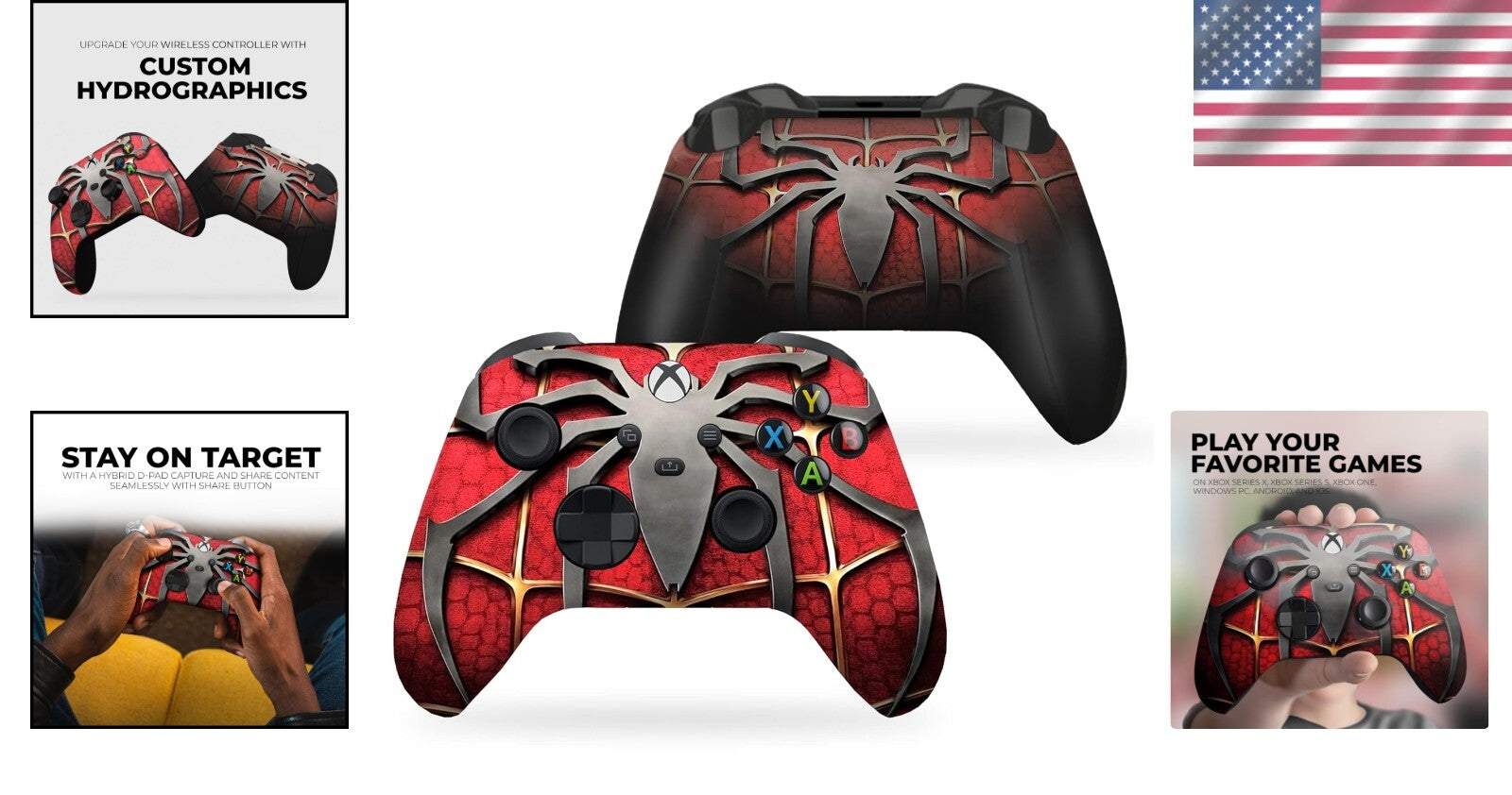 Personalized Spider-Man Red Wireless Xbox Series X Controller - Hydro-Dip Art
