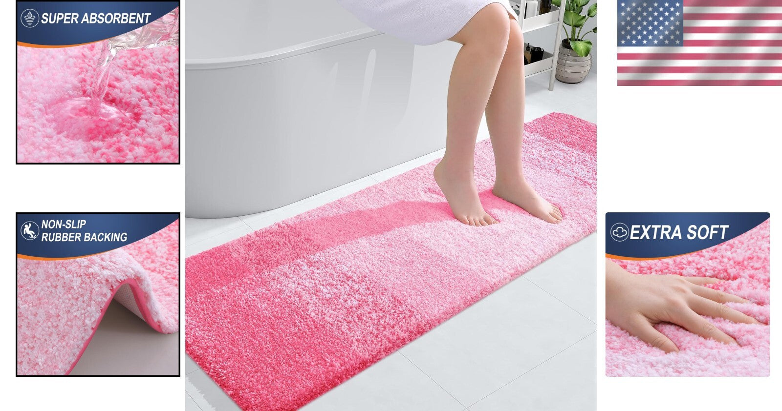 Versatile Pink Bathroom Runner 59x20 - Soft, Quick Dry, and Stylish for Any Room