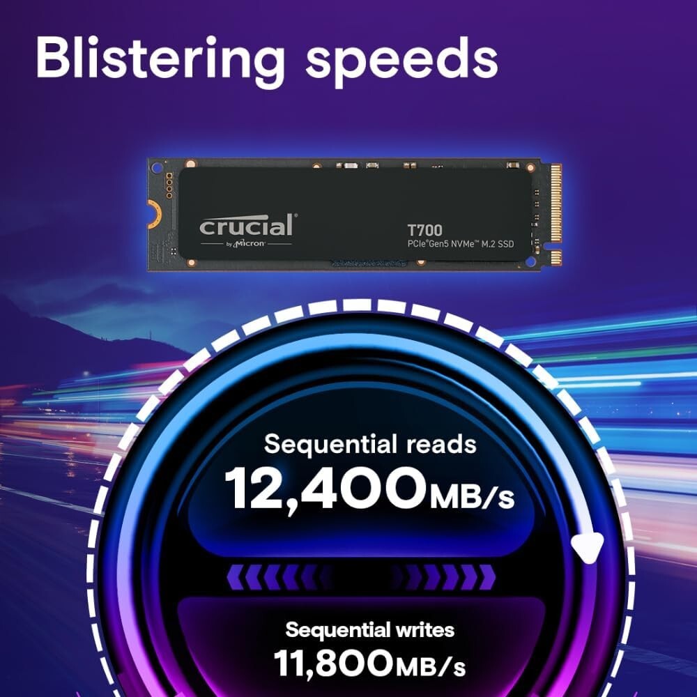 High-Speed 2TB T700 NVMe Solid State Drive - DirectStorage Enabled for Gamers