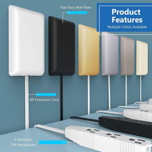 Load image into Gallery viewer, Sleek Gold Outlet Extender 3 Receptacles with Long 8ft Cord &amp; Surge Protection
