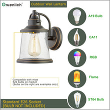 Load image into Gallery viewer, Modern Wall-Mounted Lantern with Seeded Glass - Perfect for Outdoor Spaces