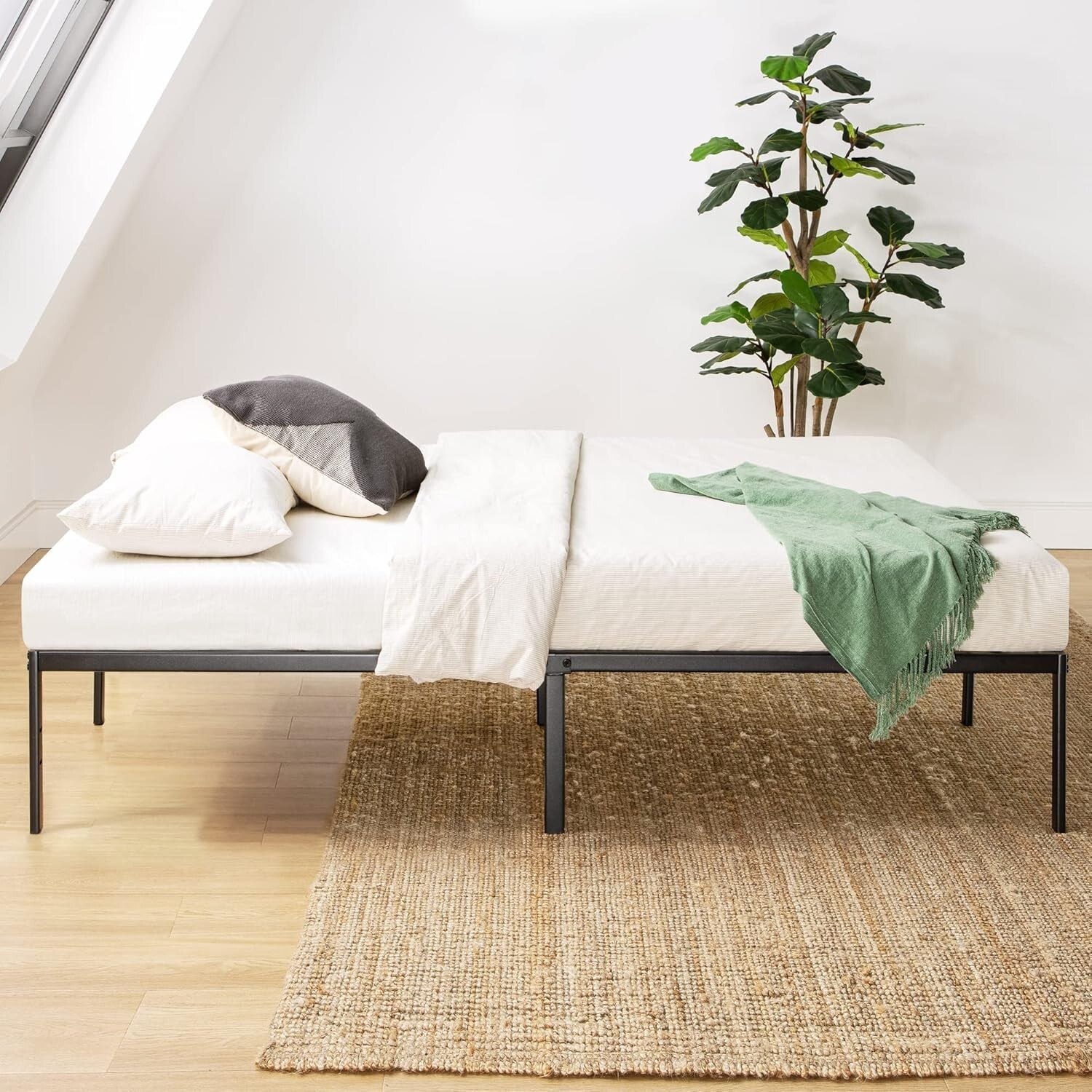 Sturdy Twin Bed Frame with Heavy Duty Steel Support and 12" Under Bed Storage