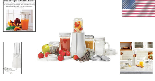 Versatile Personal Blender for Smoothies with BPA-Free Portable Cups - White