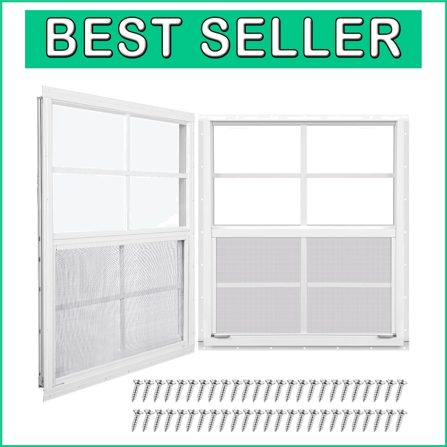 Durable 18'' x 23'' Flush Mount Shed Windows - Aluminum Frame & Removable Screen