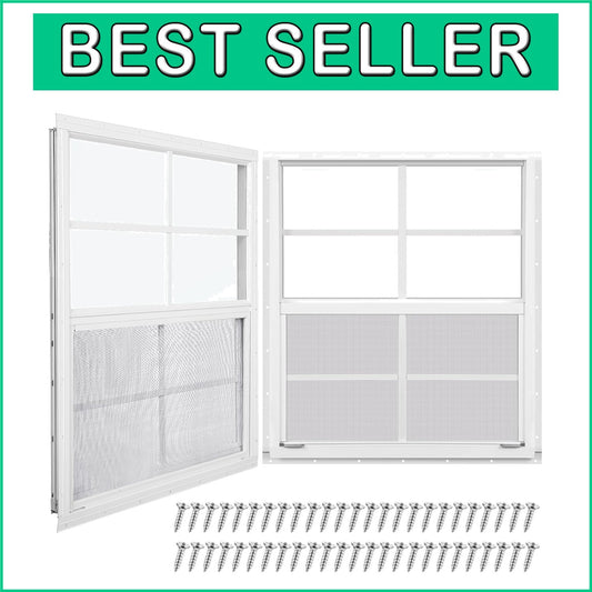 Durable 18'' x 23'' Flush Mount Shed Windows - Aluminum Frame & Removable Screen