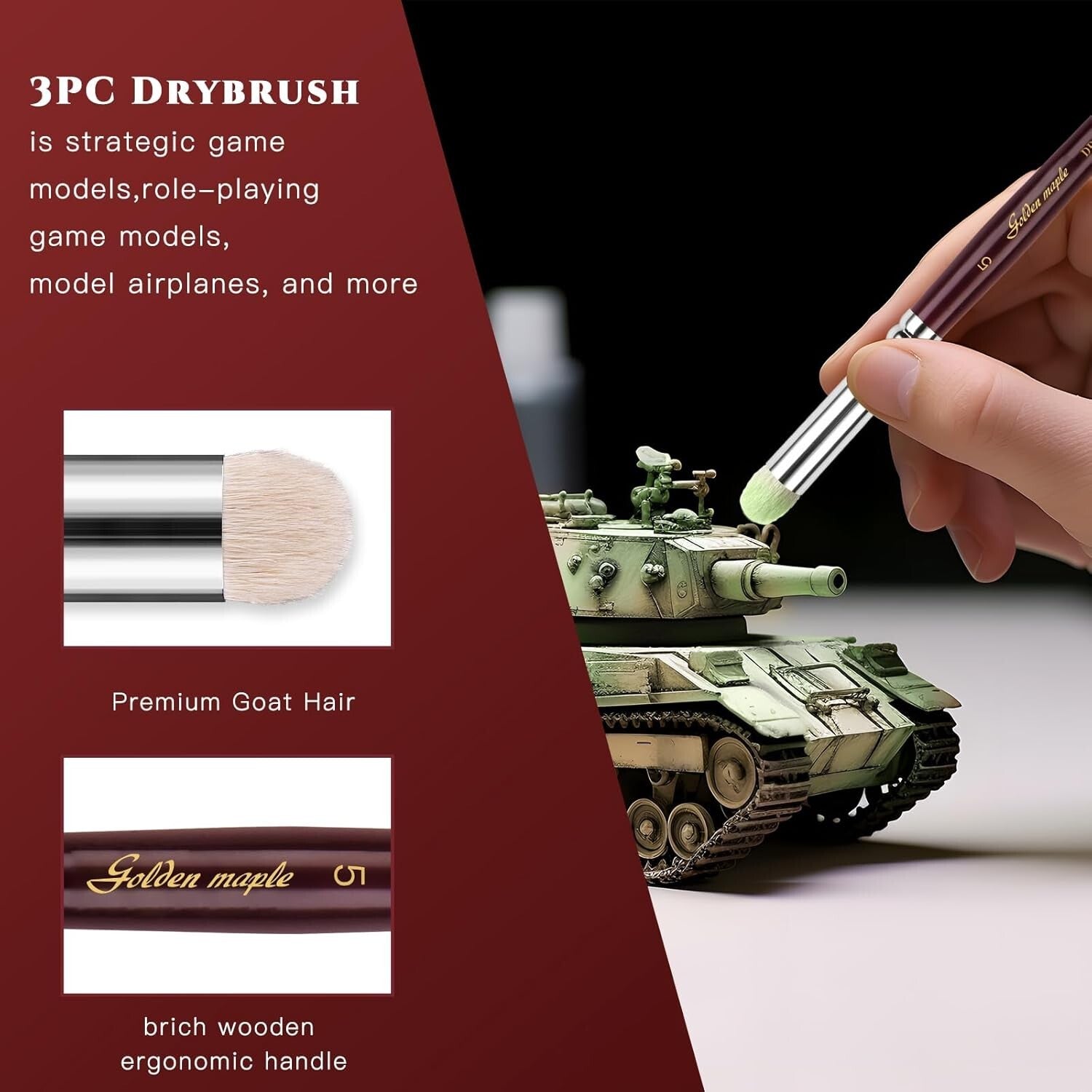 7-Piece Miniature Paint Brush Set with Kolinsky Sable & Goat Hair for Detail