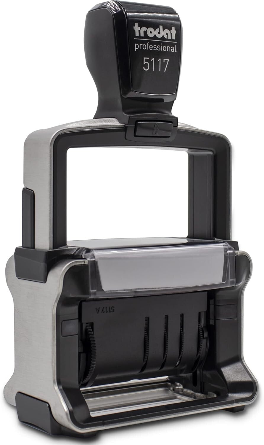 Durable 12-Message Professional Date Stamp with Built-In Ink Cover - 5117 Model