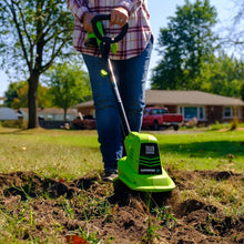 Load image into Gallery viewer, 20V Cordless Electric Garden Tiller with 7.5" Cutting Width &amp; Charger - Green