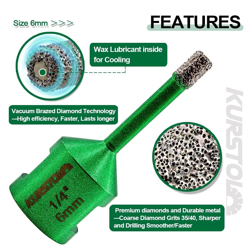 Complete Diamond Core Drill Set - Ideal for Marble, Granite, and Porcelain