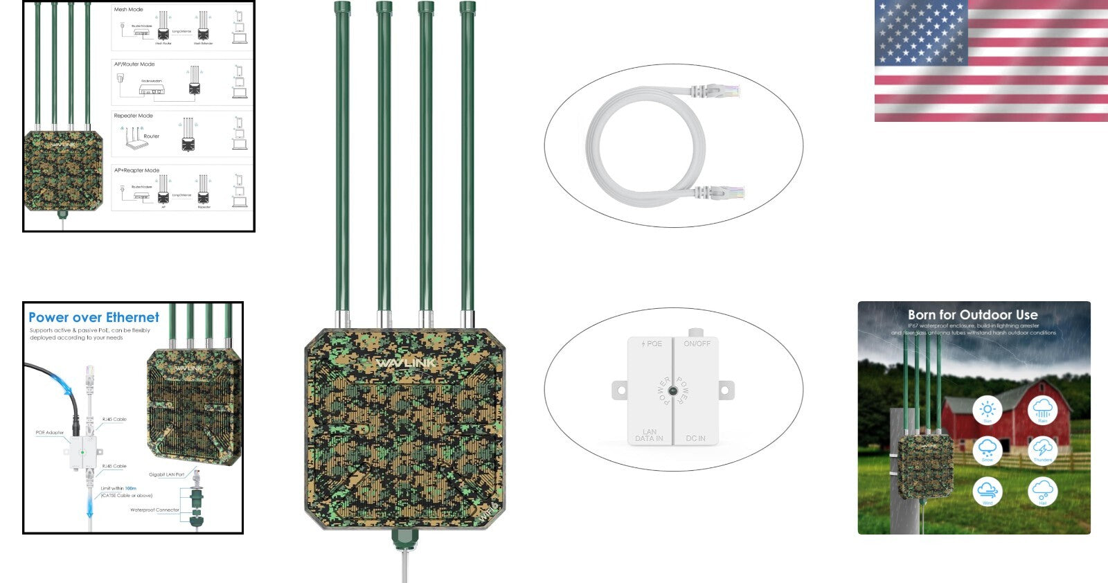 High-Speed AX3000 WiFi 6 Extender with 4x8dBi Antennas for Outdoor Connectivity