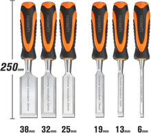 Load image into Gallery viewer, Professional Wood Chisel Set with 6 Sizes, Portable Case &amp; Sharpening Tools