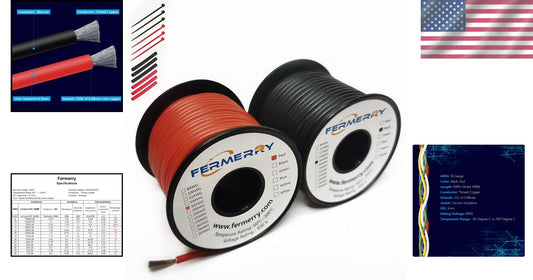 Flexible 16 Gauge Silicone Wire Spool - 100ft Each, Ideal for Electrical Uses