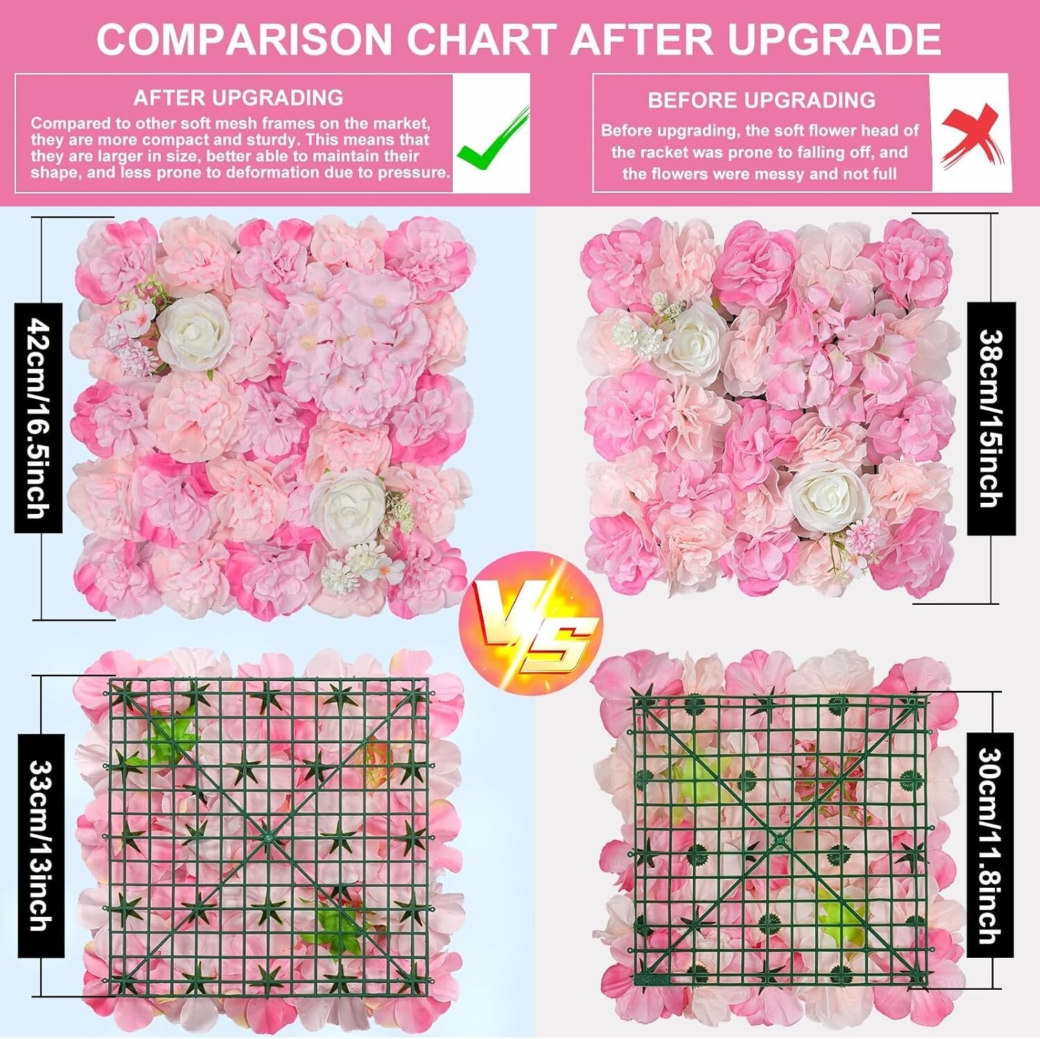 Stunning Pink Floral Wall Panels (12 Pieces) - Perfect for Weddings & Parties