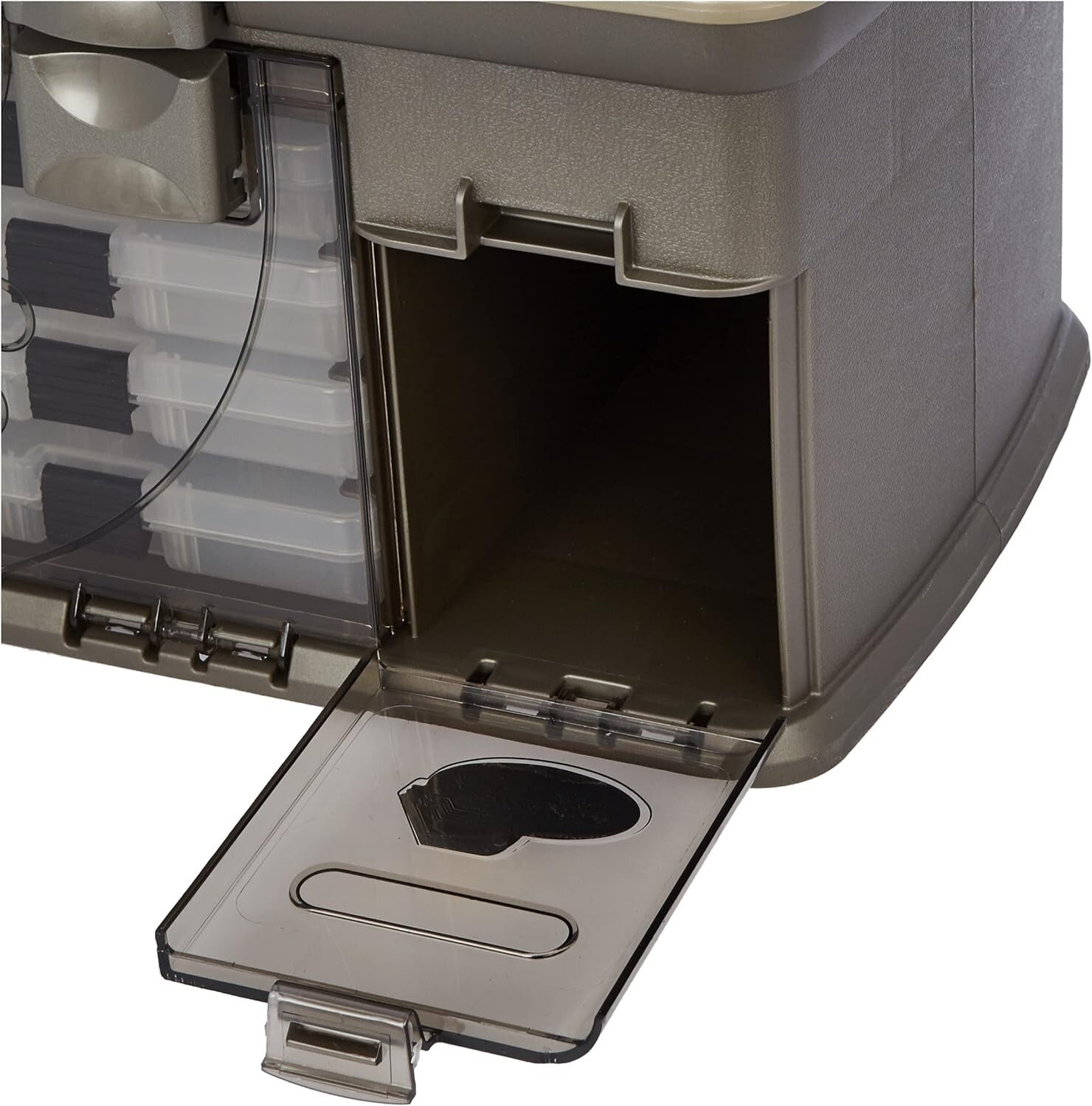 Graphite/Sandstone Tackle Box with Spacious Bulk Storage - Ideal for Anglers