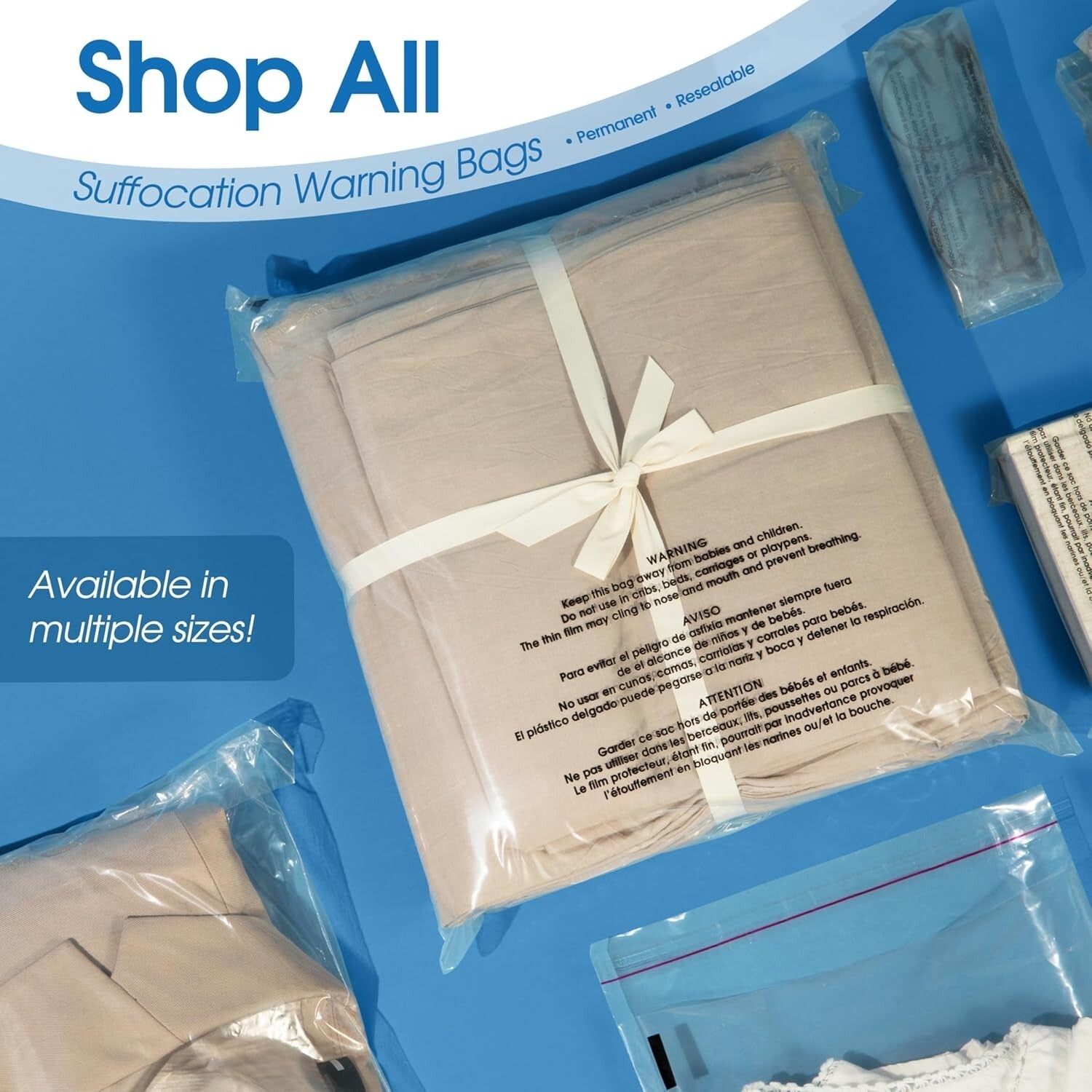 Protective 14 X 20 Clear Mailing Bags - 200 Count with Suffocation Warning