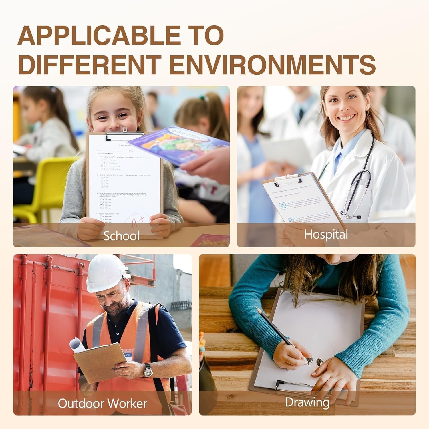 8.5 x 11 Wooden Clipboards with Low Profile Clip - Perfect for Work & Classrooms