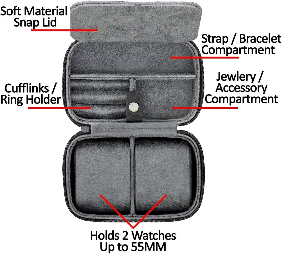 Stylish Watch Storage Gift Set: 6 Slot Leather Box & Travel Case for Men & Women