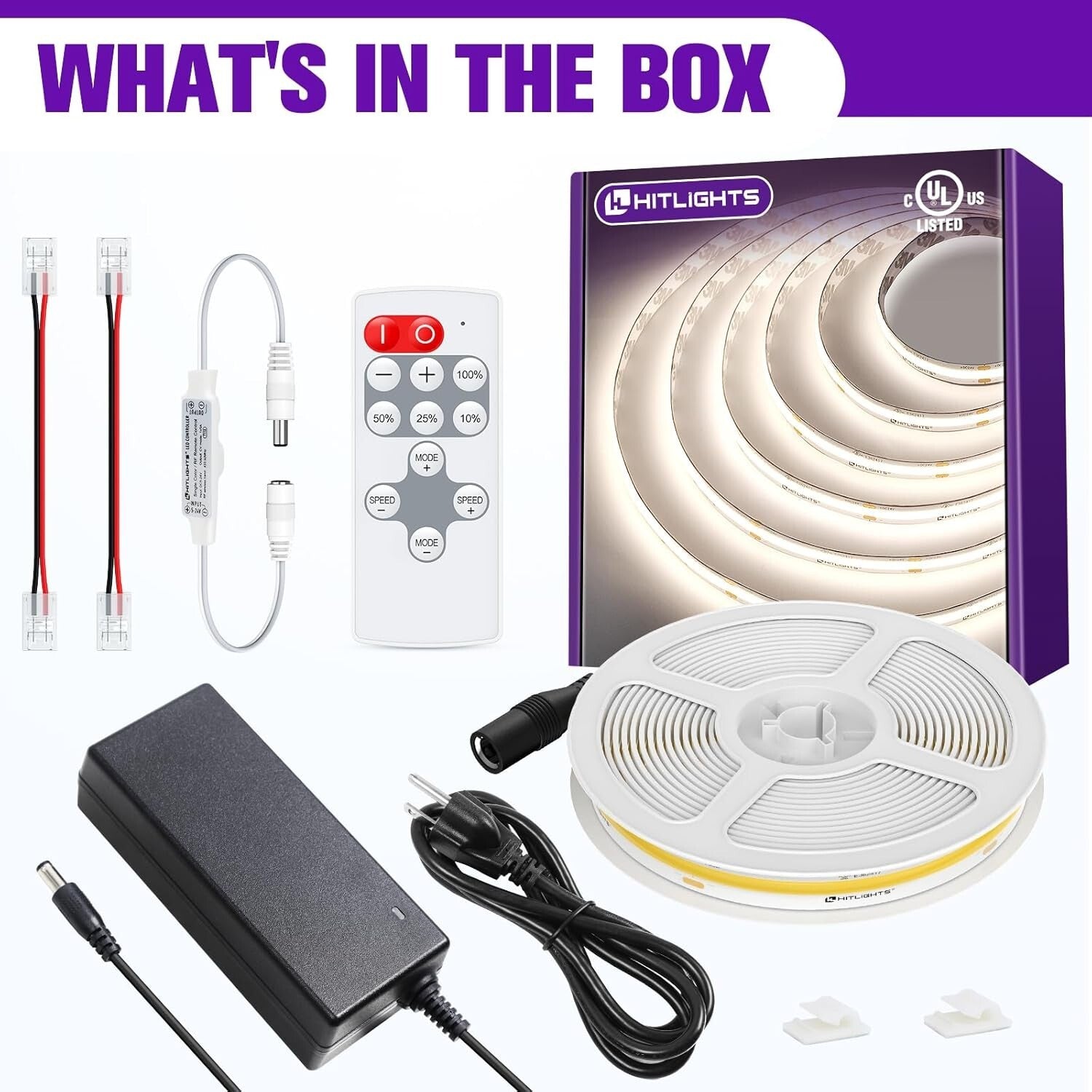 16.4ft Dimmable COB LED Strip Lights Kit with Remote - 4000K Lighting Solution