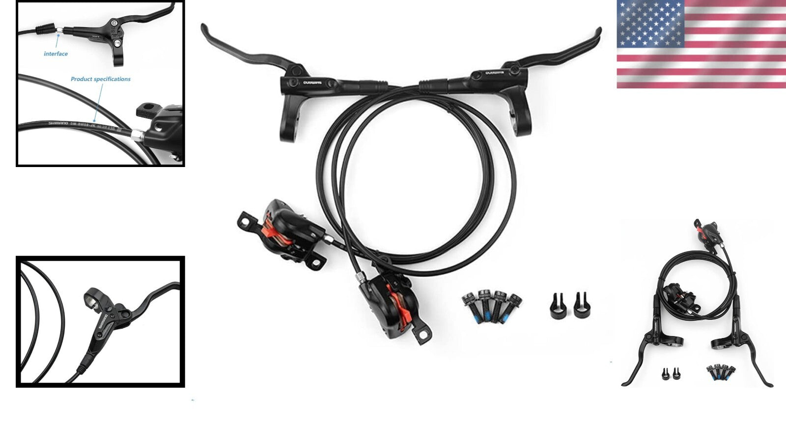 Complete Shimano MT200 Hydraulic Disc Brake Set with Resin Pads for Easy Upgrade