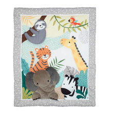 Load image into Gallery viewer, Mighty Jungle 3-Piece Crib Bedding Set - Colorful Animal Print Nursery Decor