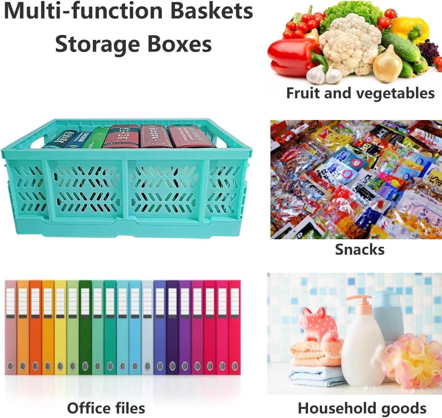 Durable 20L Collapsible Storage Baskets - Ideal for Home & Office Organization