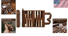 Load image into Gallery viewer, Genuine Leather Travel Backgammon - Compact Roll-Up Game for RVs, Airplanes