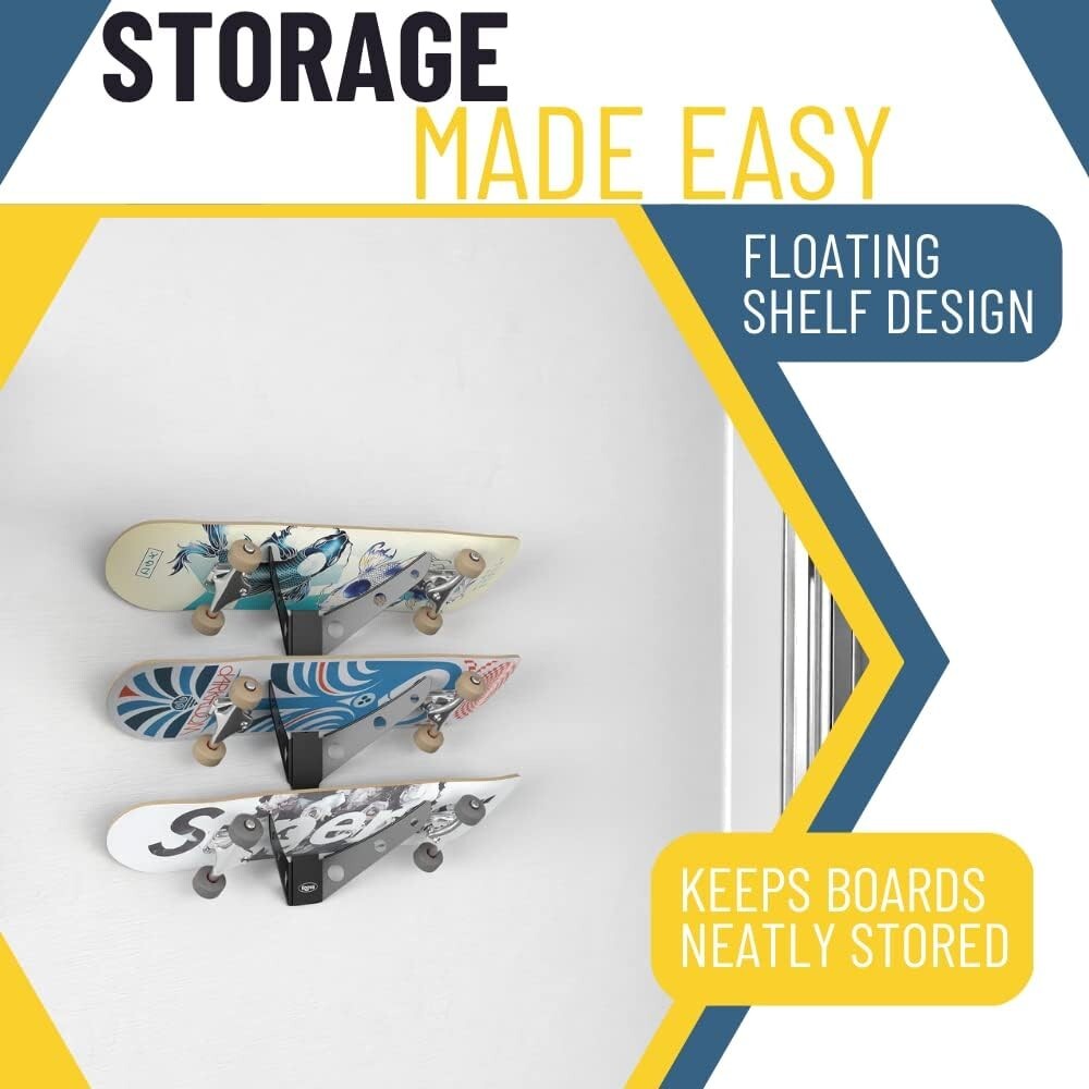 Creative 3 Board Wall Rack – Space-Saving Skateboard & Scooter Display Holder