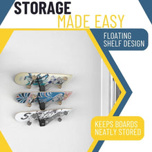 Load image into Gallery viewer, Creative 3 Board Wall Rack – Space-Saving Skateboard &amp; Scooter Display Holder