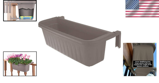 Outdoor Adjustable 24" Railing Planter - Fits Railings 1-4" Wide, Easy Setup