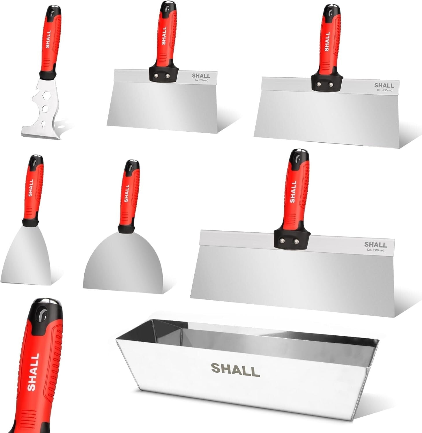 Complete 7-Pc Stainless Steel Drywall Tool Set for Joint Taping and Finishing