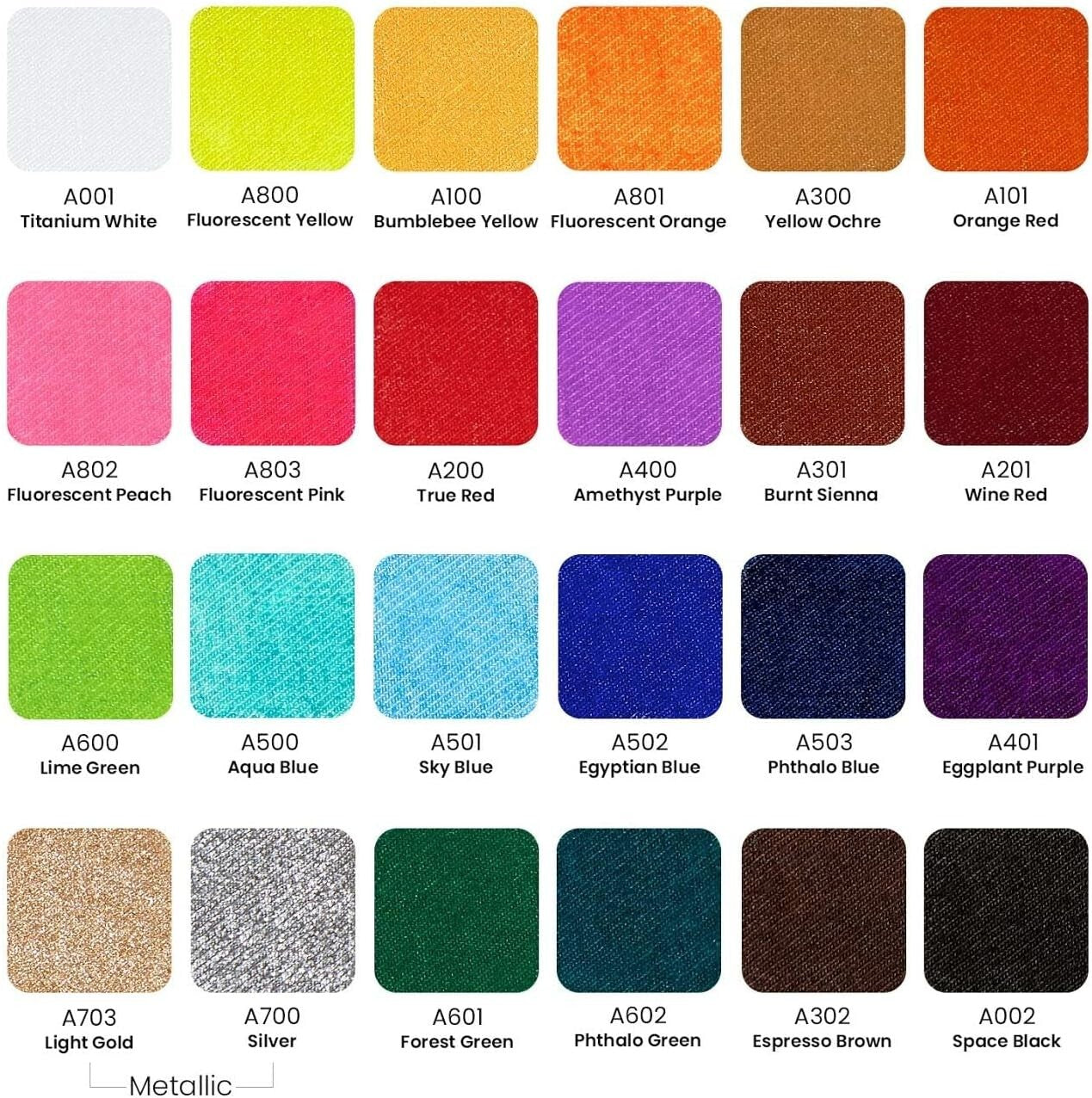 Versatile 24-Piece Acrylic Fabric Paint Set - Perfect for T-Shirts, Denim & More