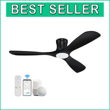 Load image into Gallery viewer, 52-Inch Whisper-Quiet Ceiling Fan with Remote &amp; Voice Control - Black Elegance