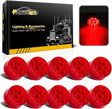Load image into Gallery viewer, Set of 10 Waterproof 2-Inch Round Red LED Marker Lights for Trailers &amp; Trucks