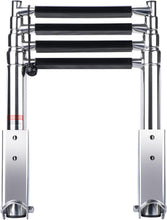 Load image into Gallery viewer, Compact Stainless Steel Telescoping 4 Step Ladder for Pontoon &amp; Yacht Boarding