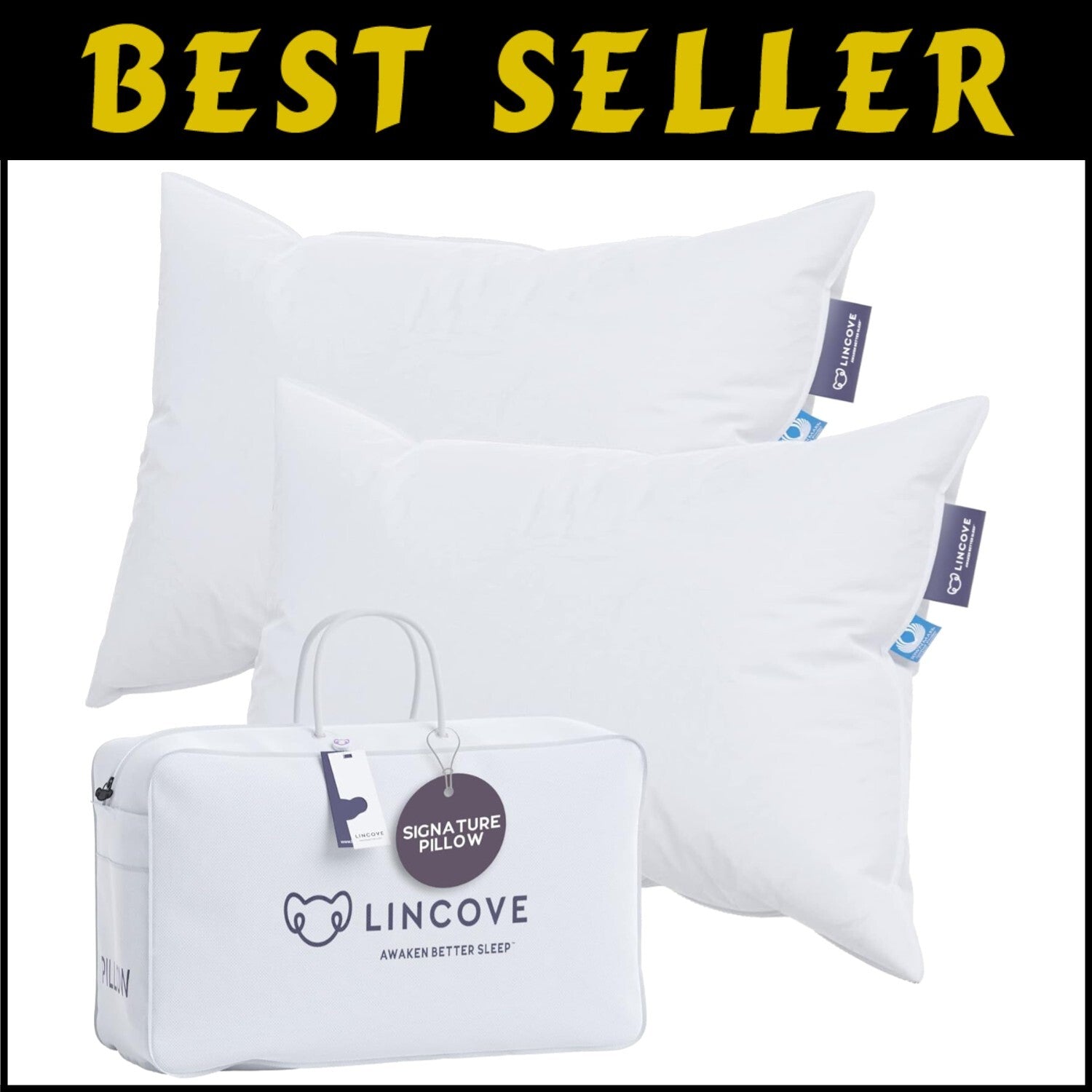 Travel-Ready Luxury Down Pillows - 2 Pack Standard, Perfect for Home & on-the-Go