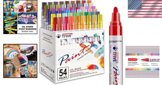 Versatile 54 Color Paint Marker Set - Ideal for Rock, Glass and Fabric Projects
