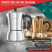 Load image into Gallery viewer, Classic Stainless Steel Moka Pot - 6oz Portable Espresso Maker with Metal Hinge