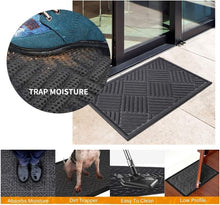 Load image into Gallery viewer, Water-Resistant Gray-Grid Outdoor Doormat - Easy to Clean, 61.5" x 36"