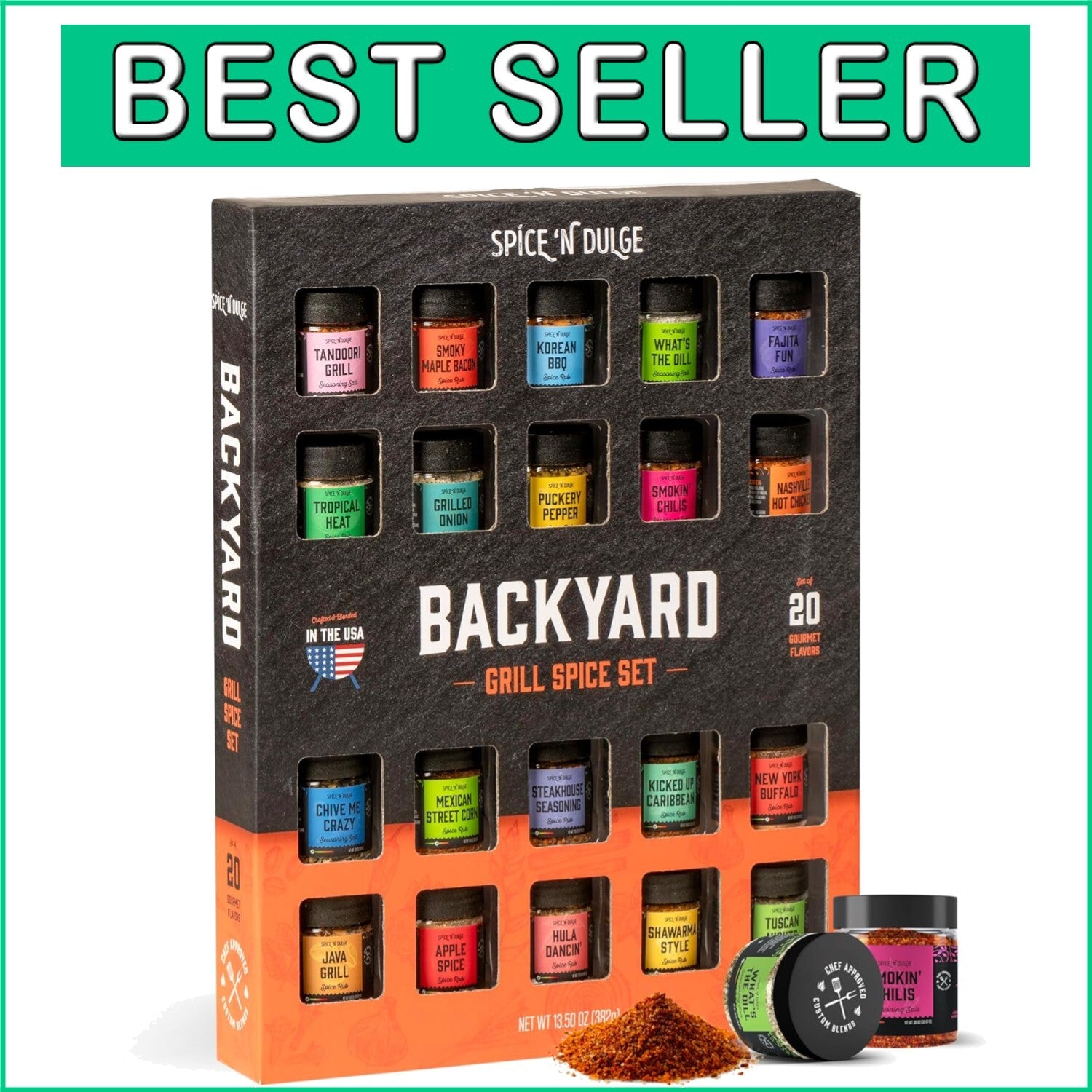 20 Bold Grill Spices & Seasonings - Unique BBQ Flavor Gift Set for All Levels