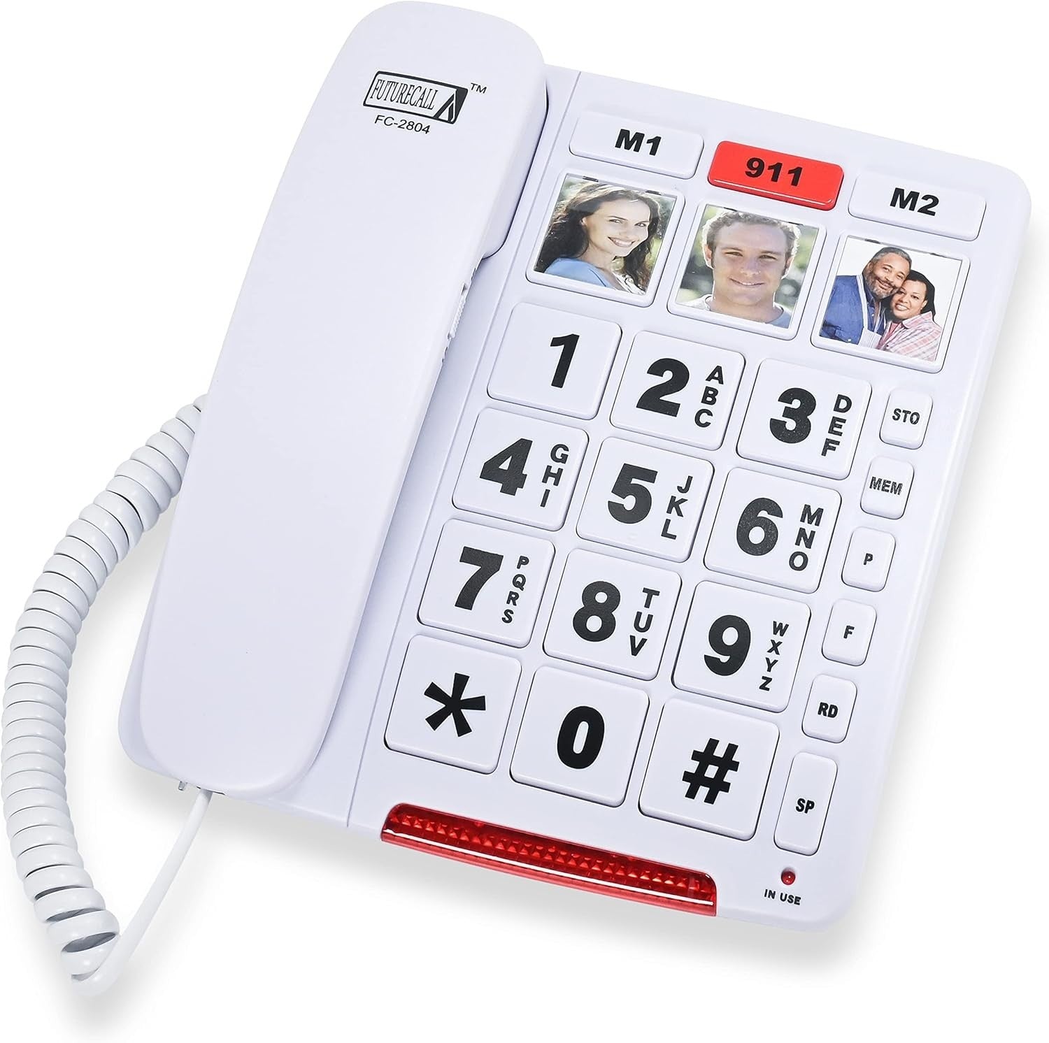 FC-2804 Big Button Phone: Amplified & Easy Dial for Seniors - 3 Picture Keys