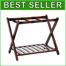 Load image into Gallery viewer, Elegant Walnut Luggage Rack - Sturdy Solid Wood with Convenient Double Levels