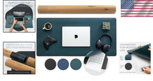 Load image into Gallery viewer, Stylish Green Desk Mat with Anti-Slip Design and Document Slot - 35 x 17 Inches
